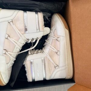Saint Laurent White and Silver High-Top Sneakers